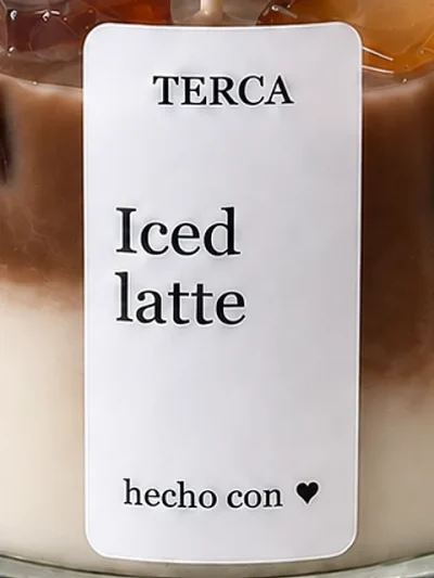 Detalle de la etiqueta de la vela TERCA Iced Latte